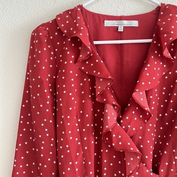 NWT Lovers + Friends Star Print Ruffled Wrap Romper - Picture 4 of 12